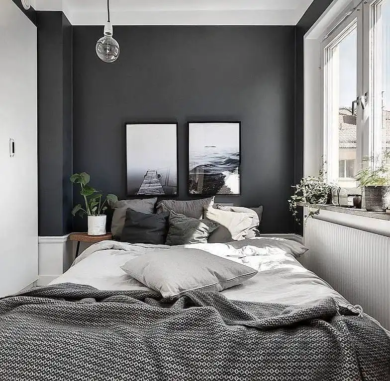 5. Charcoal Monochromatic Bedroom
