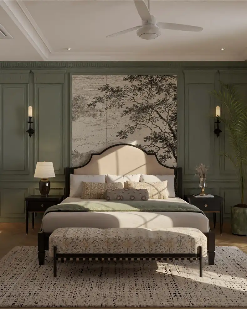 5. Sage Green Panel Wall with Mural Insert