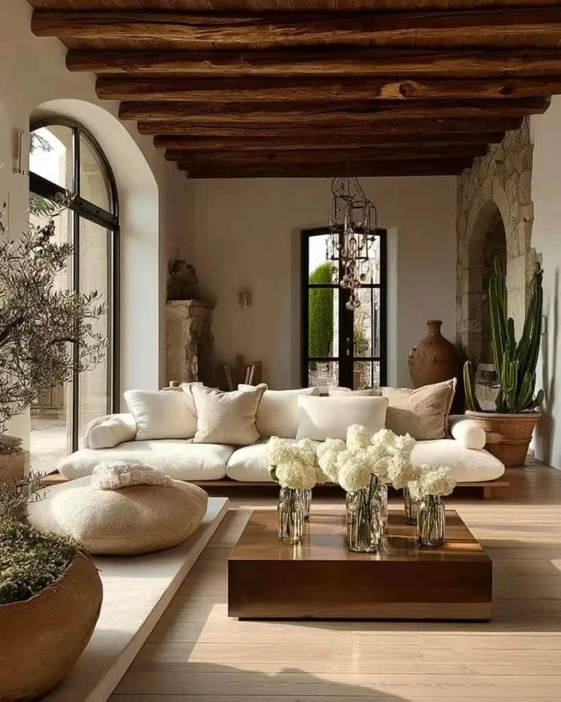 6. Rustic Wood Beam Ceiling Room