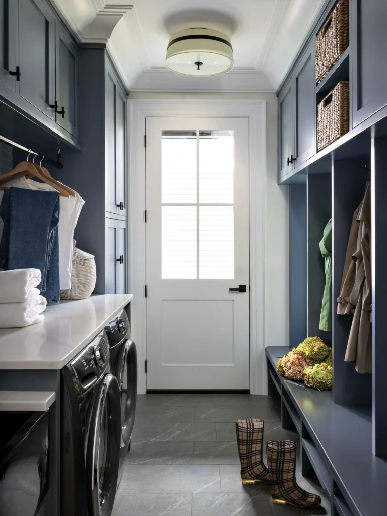 6. Slate Blue Corridor with Open Bench Cubbies 768x1024 1