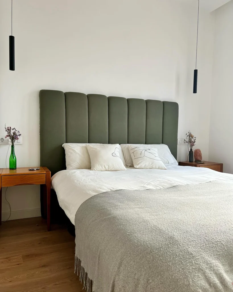 9. Channel Tufted Fabric Headboard