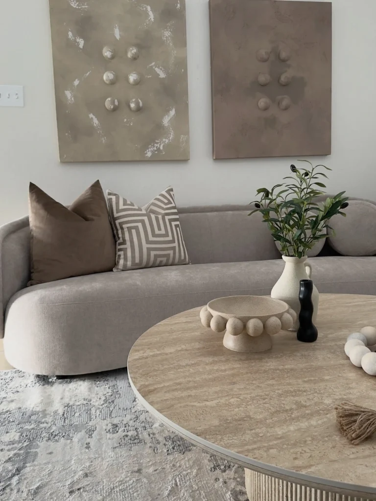 9. Round Travertine Coffee Table
