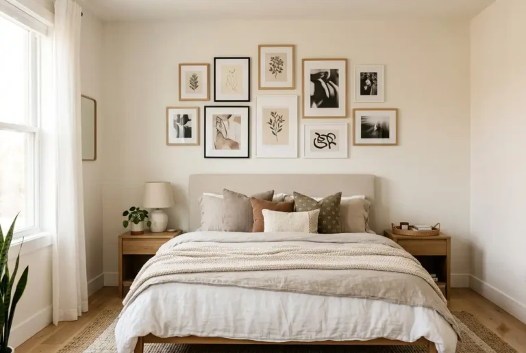 How to Hang a Gallery Wall Above Your Bed Without Damage