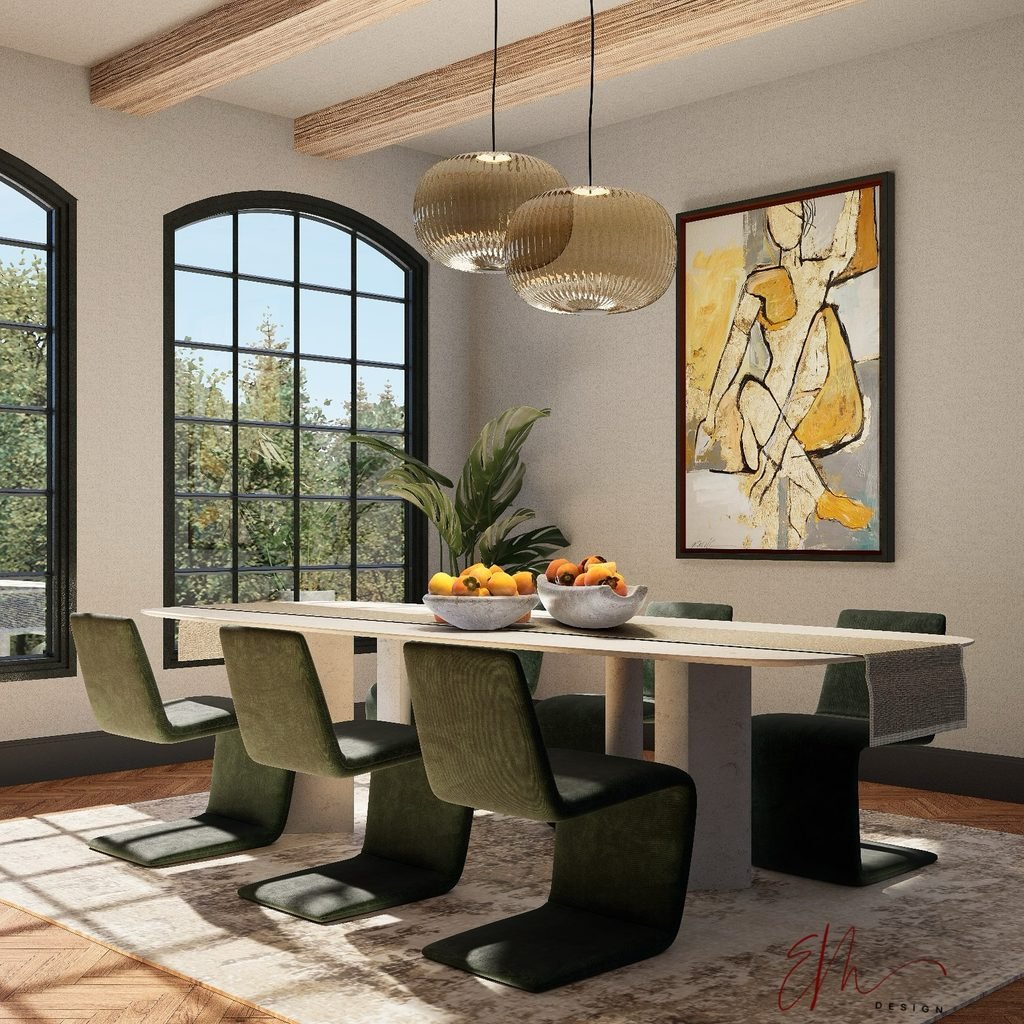 9. Cantilevered Chairs In Olive Velvet